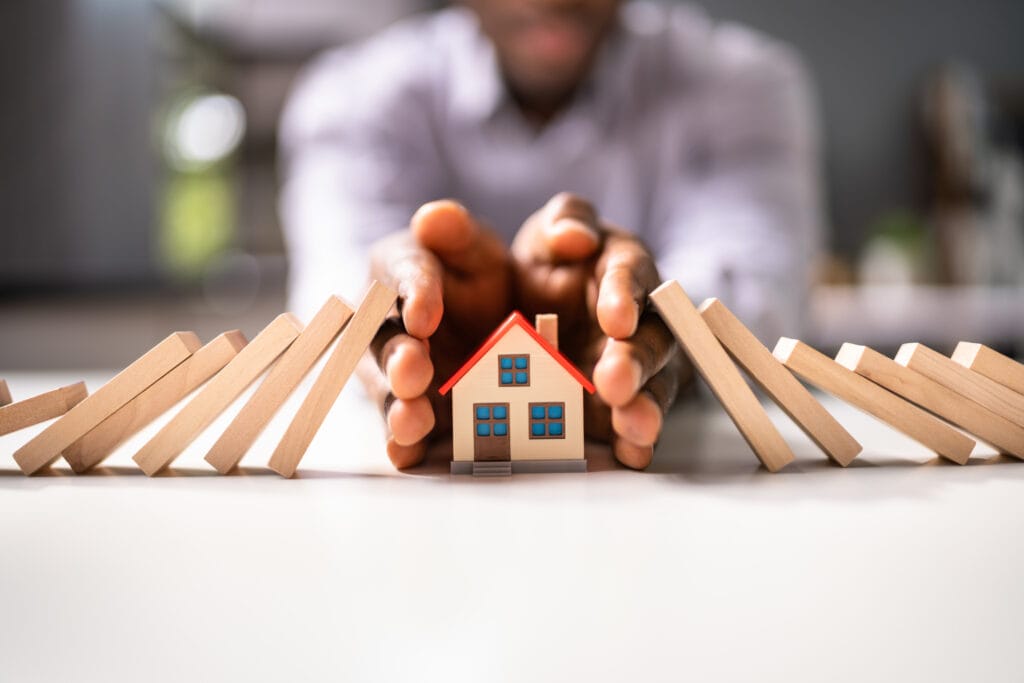 Real Estate House Insurance. Domino Chain Challenge property insurance
