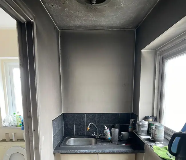 smoke damage-soot-kitchenette (3) Smoke damage in kitchenette